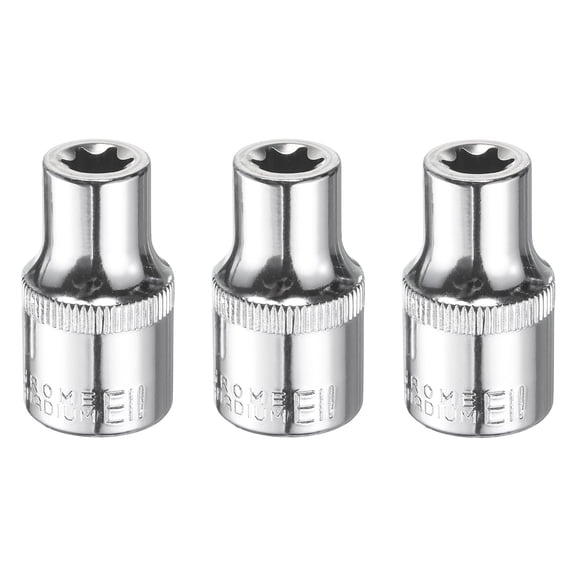 Uxcell 3pcs E-Torx Socket 1/2" Drive E11 Star Socket 1.5" Length 6 Point Spline Sleeve