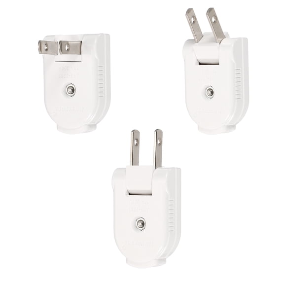 Uxcell 3pcs Extension Cord Replacement Male Plug, 2 Prong Replacement Plug Rotatable for Small Appliances Strips Lamps, White