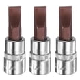 thumbnail image 1 of Uxcell 3pcs FD7 Slotted Bit Socket 1/4" Square Drive Flat Head Extension Impact Bit Power Nut Driver Set S2 & CR-V Steel Socket Ratchet Wrench Bits, Silver Red, 1 of 6
