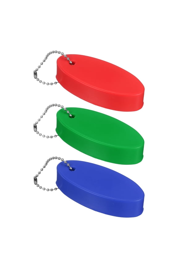 3pcs Floating Key Chain for Boating PU Foam Oval Floating Keychain Waterproof Outdoor Keychains Water Sports Accessories for Boating Sailing Surfing Fishing, Red/Blue/Green