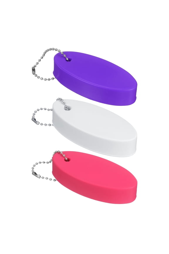 3pcs Floating Key Chain for Boating PU Foam Oval Floating Keychain Waterproof Outdoor Keychains Water Sports Accessories for Boating Sailing Surfing Fishing, Rose Red/White/Purple