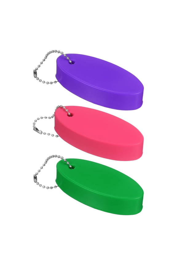 3pcs Floating Key Chain for Boating PU Foam Oval Floating Keychain Waterproof Outdoor Keychains Water Sports Accessories for Boating Sailing Surfing Fishing, Green/Purple/Rose Red