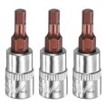thumbnail image 1 of Uxcell 3pcs H4 Hex Bit Socket 1/4" Square Drive Metric Extension Impact Bit Power Nut Driver Set S2 & CR-V Steel Socket Ratchet Wrench Bits, Silver Red, 1 of 7