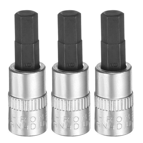 Uxcell 3pcs H6 Hex Bit Socket 1/4" Square Drive Metric Extension Impact Bit Power Nut Driver Set S2 & CR-V Steel Socket Ratchet Wrench Bits, Silver Black