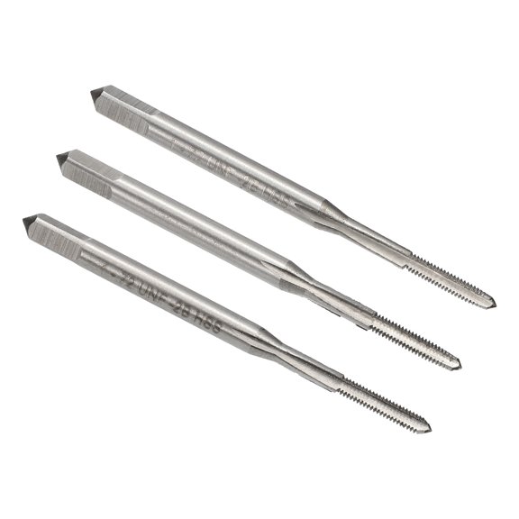 Uxcell 3pcs Hand Tap Set #1-72 UNF Taper/Plug/Bottom Thread Tapping Tool 9CrSi Steel