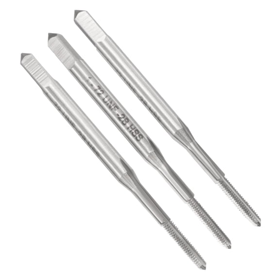 Uxcell 3pcs Hand Tap Set #1-72 UNF Taper/Plug/Bottom Thread Tapping Tools HSS6542
