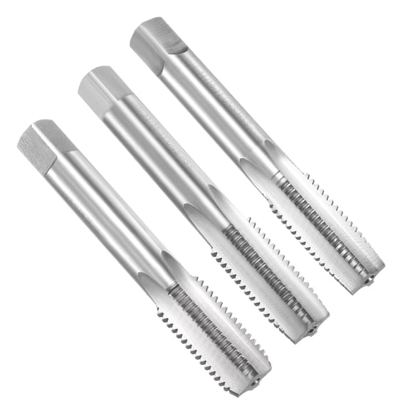 Uxcell 3pcs Hand Tap Set, 11/16"-11UNS Taper/Plug/Bottom Thread Screw Taps, High Speed Steel Hand Threading Tapping Tool Kit