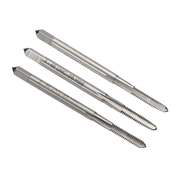 Uxcell 3pcs Hand Tap Set #3-48 UNC Taper/Plug/Bottom Thread Tapping Tool 9CrSi Steel