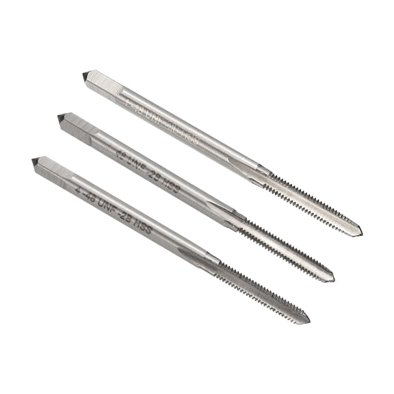 Uxcell 3pcs Hand Tap Set #4-48 UNF Taper/Plug/Bottom Thread Tapping Tool 9CrSi Steel