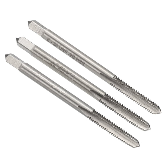 Uxcell 3pcs Hand Tap Set #8-36 UNF Taper/Plug/Bottom Thread Tapping Tool 9CrSi Steel