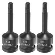 Uxcell 3pcs Impact Hex Bit Socket 1/2" Drive 1/4" Hex Bits 3" 78mm Long Cr-Mo SAE Impact Wrench Socket Adapter Tool for Automotive Repair Industrial Construction and Home DIY