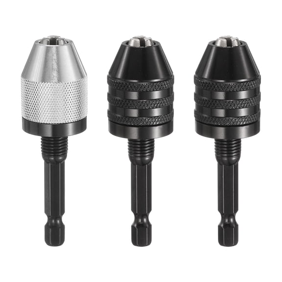 Uxcell 3pcs Keyless Drill Chuck Set 1/4" Chuck Conversion Adapter 0.3-8.0 mm