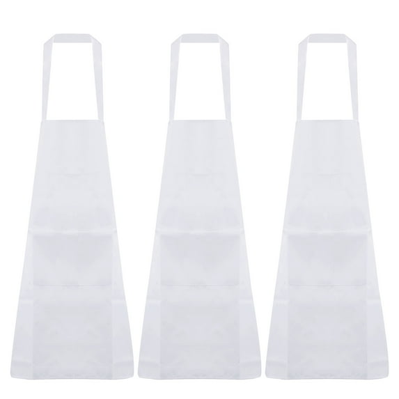 Uxcell 3pcs Kitchen Cooking Aprons 75x65cm Polyester Artist Painting Apron with 2 Pockets for Women Men Chef, White