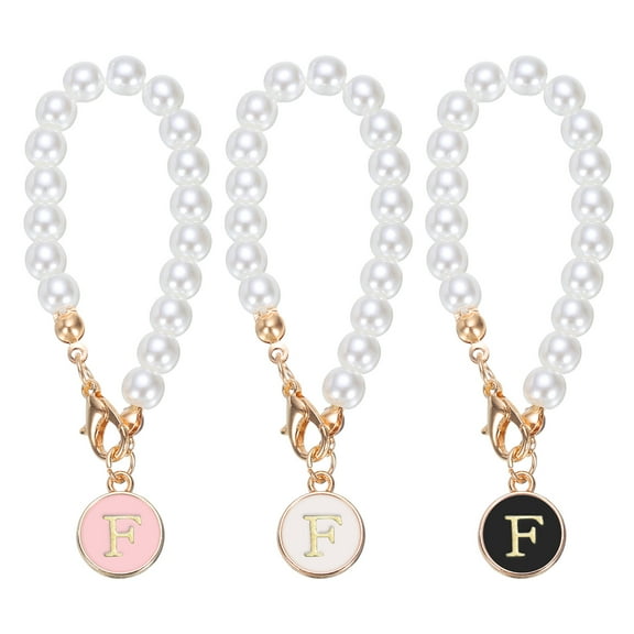 Uxcell 3pcs Letter Charm Accessories Pearl Chain for Tumbler Cup White/Black/Pink(Letter F)