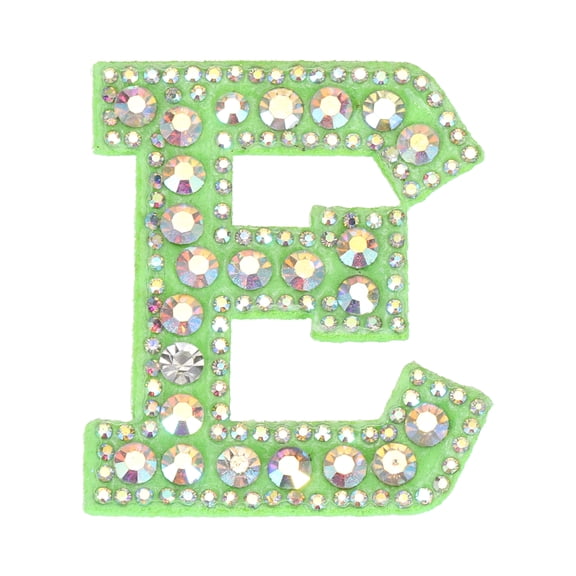 Uxcell 3pcs Letter E Patches Iron-On, Green Patch Glitter Alphabet Applique Rhinestone Pearl English Letter Hot Melt Adhesive Process for Clothing Backpack Jean