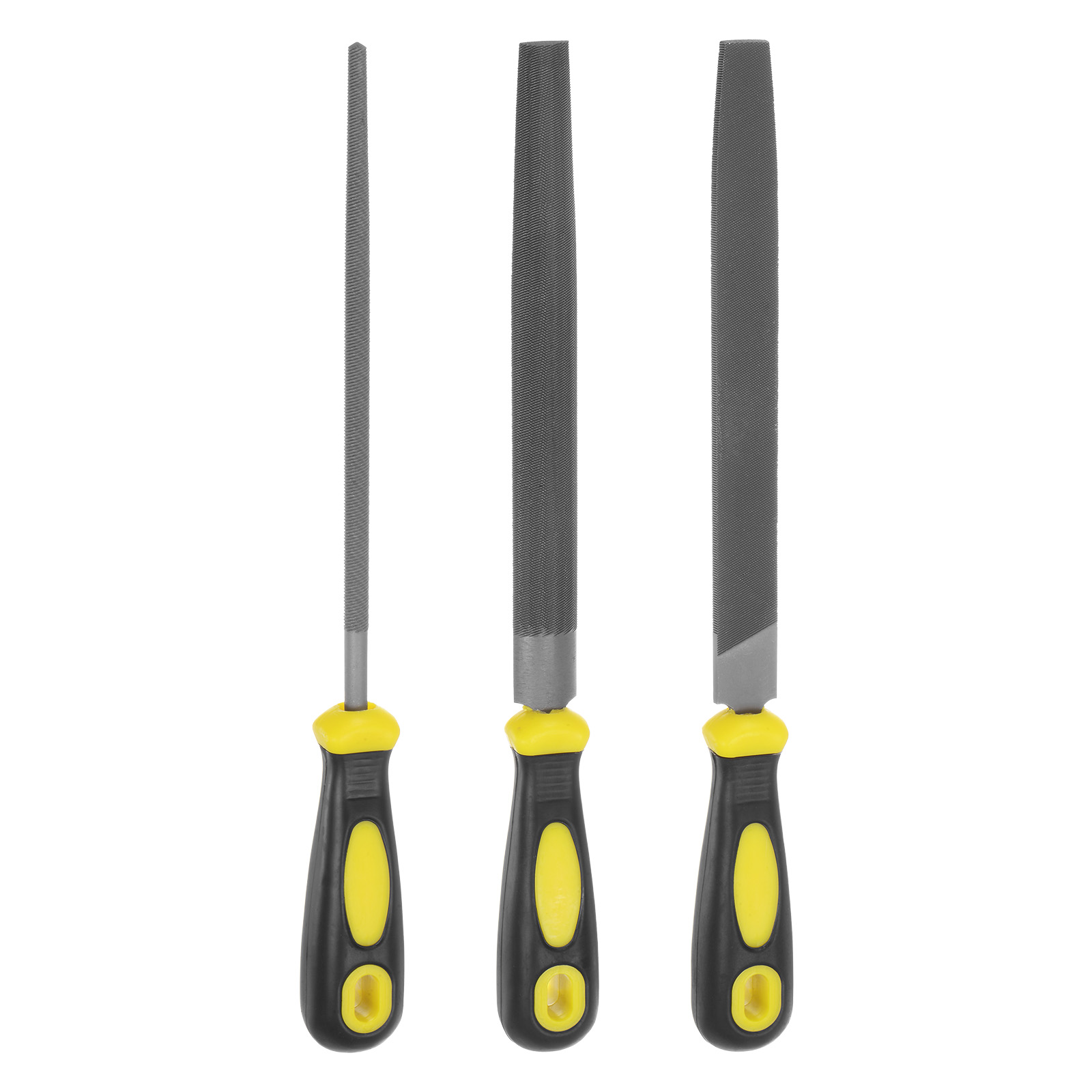 Uxcell 3pcs Metal File Set 8" High Carbon Steel Medium Cut Half Round