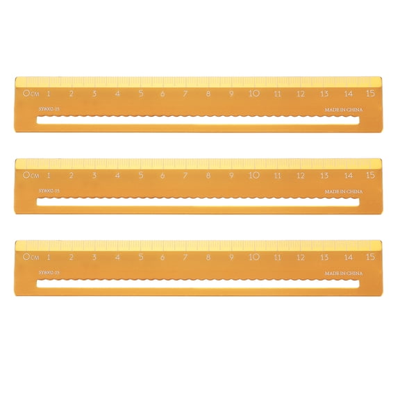 Uxcell 3pcs Metal Straight Ruler 15cm Metric Aluminum Alloy Hollow Measuring Rulers Scale Tools for Measure Study Reading Classroom Office, Gold