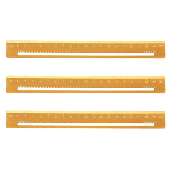 Uxcell 3pcs Metal Straight Ruler 20cm Metric Aluminum Alloy Hollow Measuring Rulers Scale Tools for Measure Study Reading Classroom Office, Gold