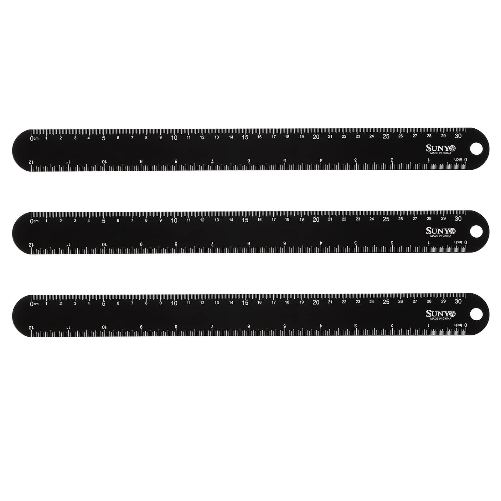 Uxcell 3pcs Metal Straight Ruler 30cm/12