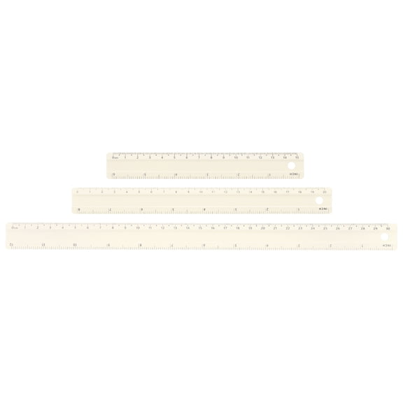 Uxcell 3pcs Metal Straight Ruler 6/8/12 Inch(15/20/30cm) Metric Aluminum Alloy Measuring Rulers Scale Tool with Hole for Measure Study Reading Classroom Office, Beige
