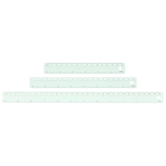 Uxcell 3pcs Metal Straight Ruler 6/8/12 Inch(15/20/30cm) Metric Aluminum Alloy Measuring Rulers Scale Tool with Hole for Measure Study Reading Classroom Office, Light Green
