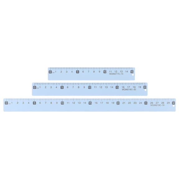 Uxcell 3pcs Metal Straight Ruler 6/8/12 Inch(15/20/30cm) Metric Aluminum Alloy Measuring Rulers Scale Tool with Hole for Measure Study Reading Classroom Office, Ice Blue