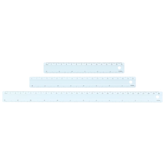 Uxcell 3pcs Metal Straight Ruler 6/8/12 Inch(15/20/30cm) Metric Aluminum Alloy Measuring Rulers Scale Tool with Hole for Measure Study Reading Classroom Office, Light Blue