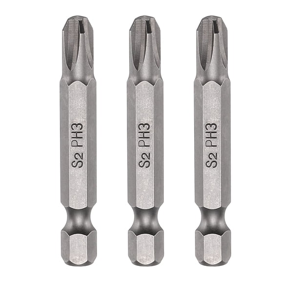 Uxcell 3pcs PH3 Phillips Screwdriver Bit 1/4" Hex Shank 50mm Length S2 Steel Magnetic Cross Head Screw Driver Bit for Electric Repair