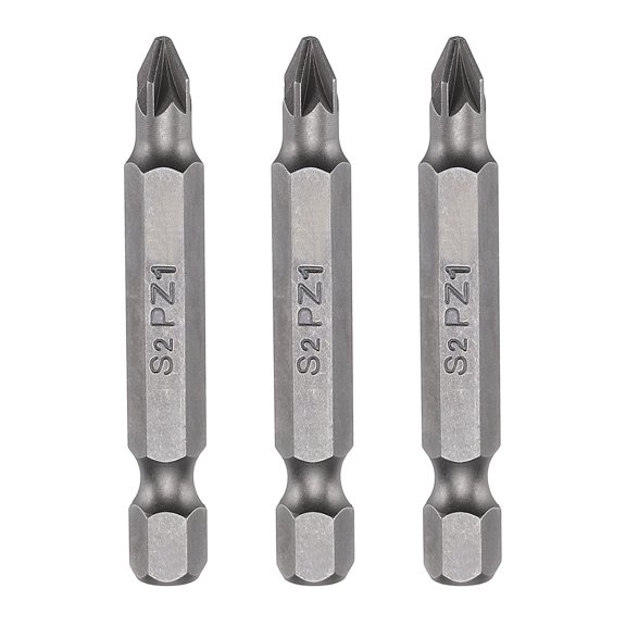 Uxcell 3pcs PZ1 Screwdriver Bit 1/4" Hex Shank 50mm Length S2 Steel Magnetic Phillips Slotted Screw Driver Bit for Electric Repair