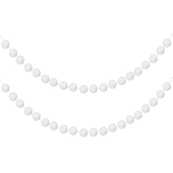 Uxcell 3pcs Pom Pom Garland 6.6 ft 30 Balls Colorful Felt Ball Garland for Wall Christmas Tree Decor Birthday Banner Easter Party Decorations, White