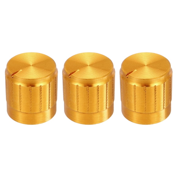 3pcs Potentiometer Knob Knurled Shaft Gold Aluminum 6mm Shaft Dia. Rotary Knob 17mmx17mm Volume Control Knob