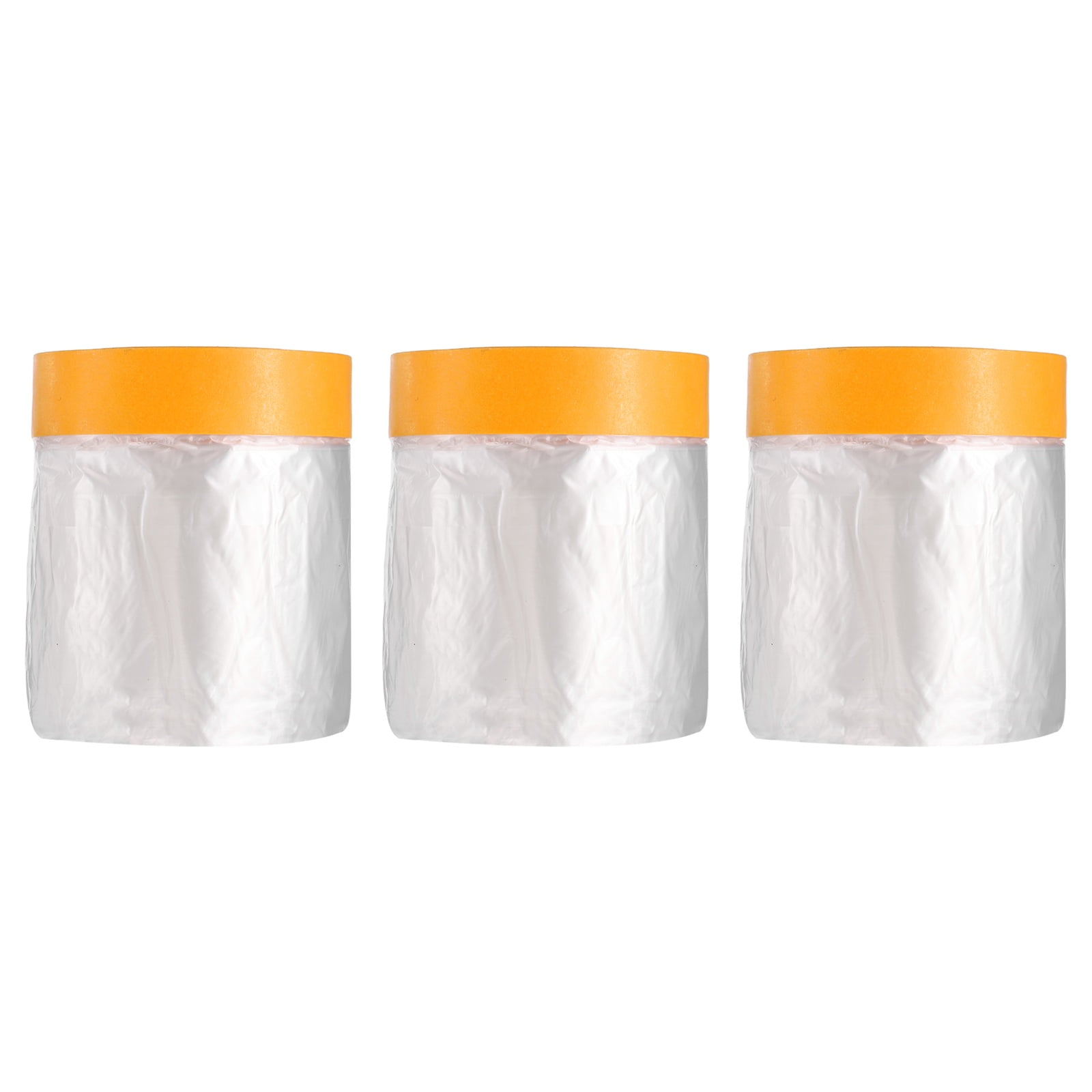 Uxcell 3pcs Pre-Taped Masking Film 11.8"x65ft Adhesive Tape and Drape Painters Plastic Drop Cloth Film with Tapes Plastic Sheeting for Automotive Painting Covering, Clear