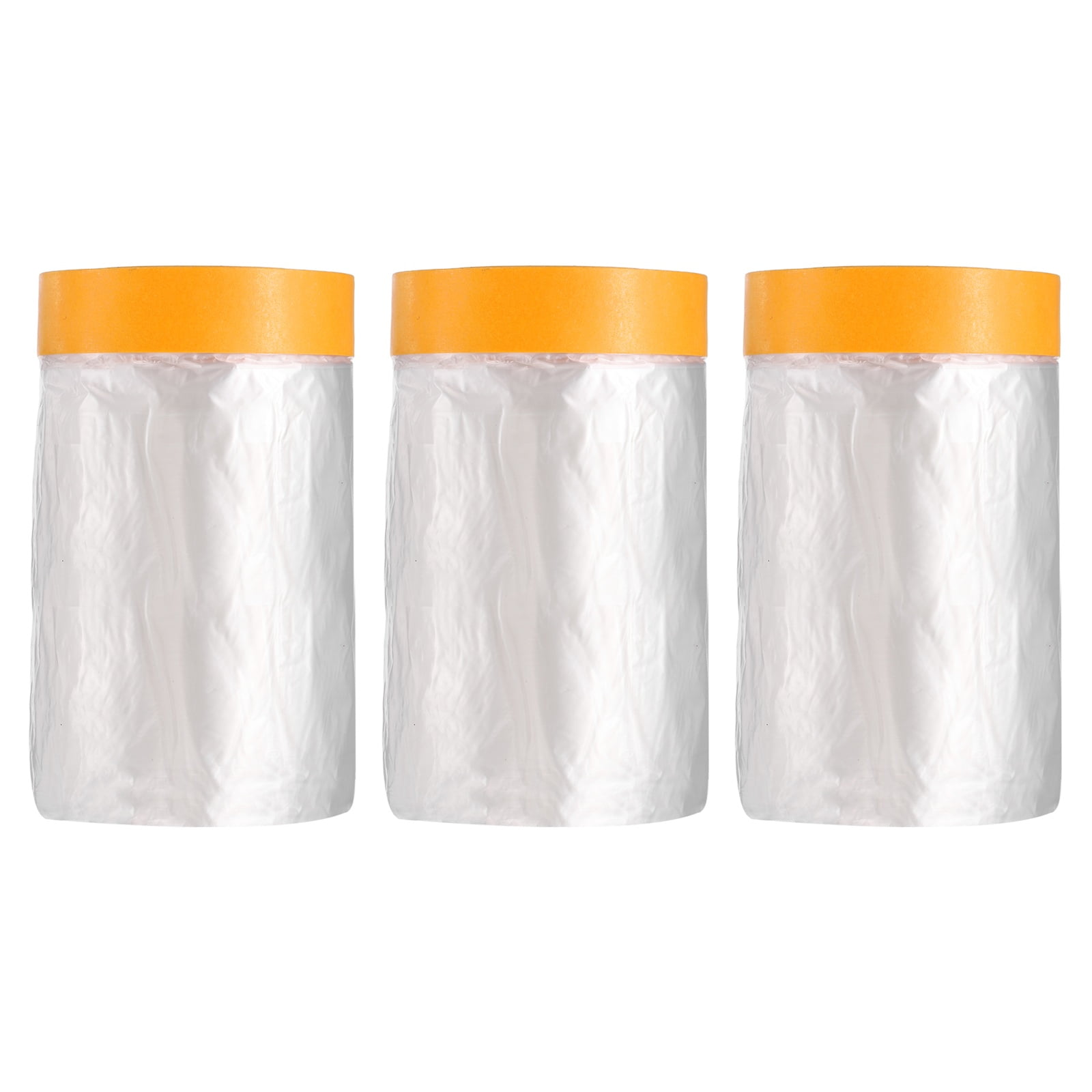 Uxcell 3pcs Pre-Taped Masking Film 21.7"x65ft Adhesive Tape and Drape Painters Plastic Drop Cloth Film with Tapes Plastic Sheeting for Automotive Painting Covering, Clear