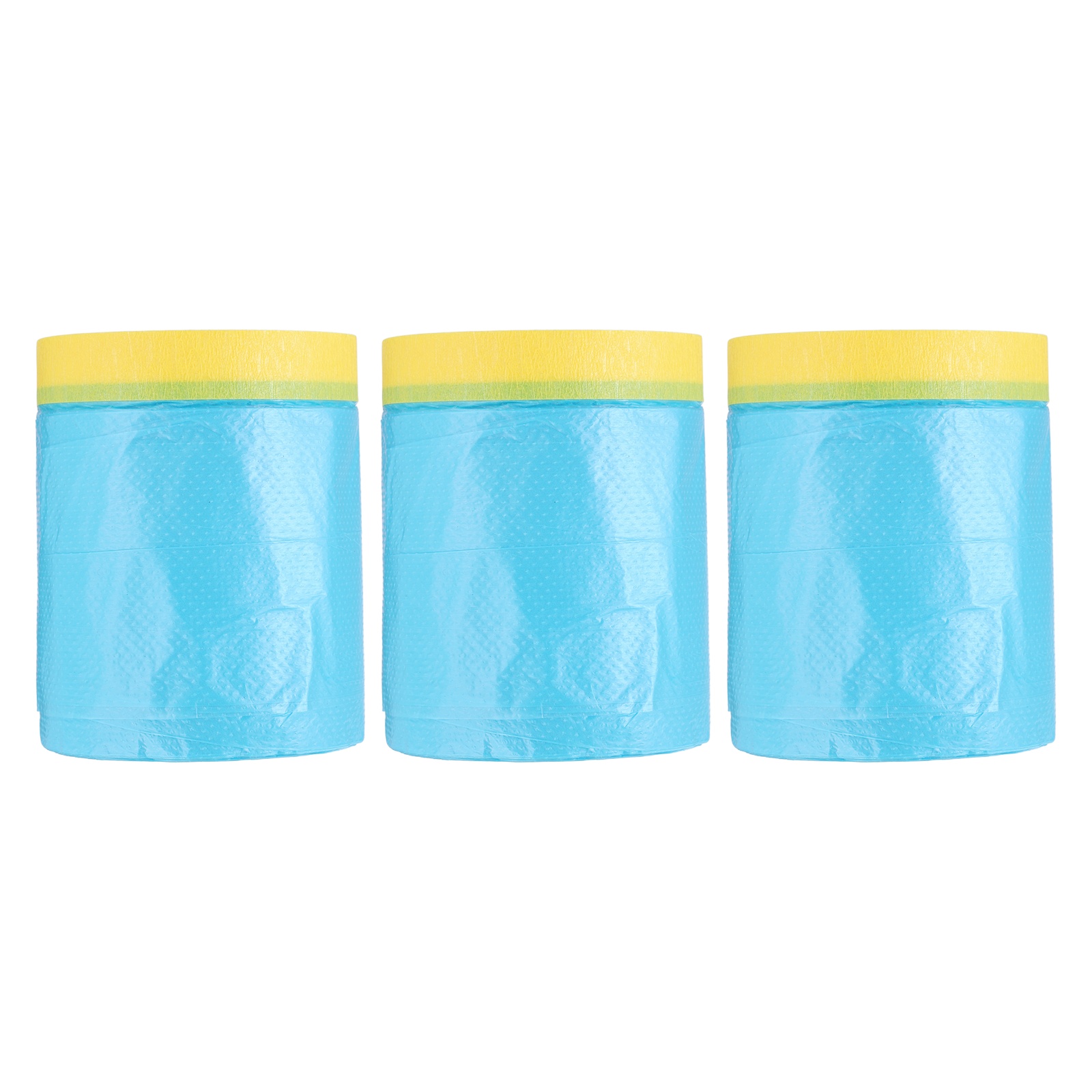 Uxcell 3pcs Pre-Taped Masking Film 21.7"x82ft Adhesive Tape and Drape Painters Plastic Drop Cloth Film with Tape Plastic Sheeting for Automotive Painting Covering, Blue