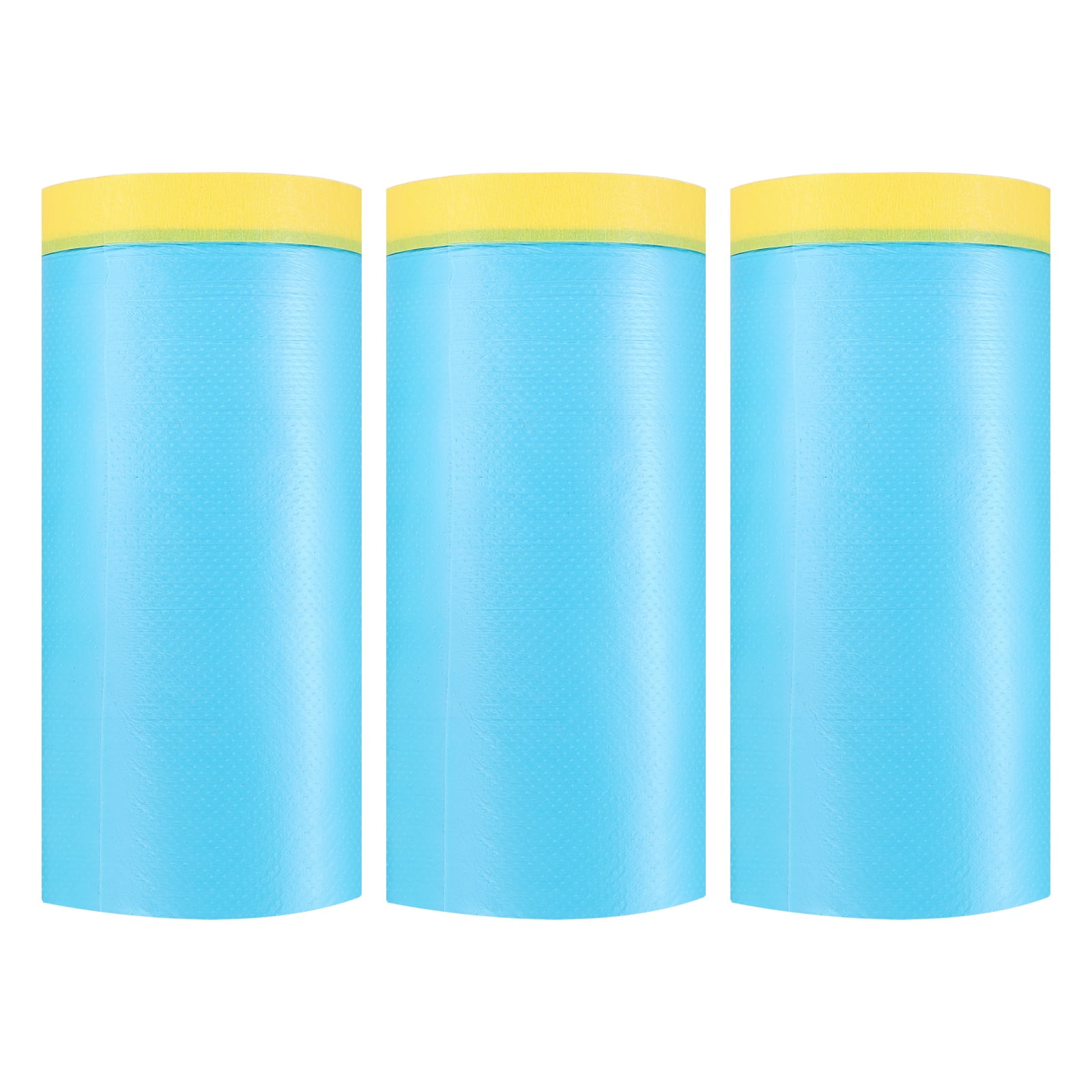 Uxcell 3pcs Pre-Taped Masking Film 43.3"x82ft Adhesive Tape and Drape Painters Plastic Drop Cloth Film with Tape Plastic Sheeting for Automotive Painting Covering, Blue