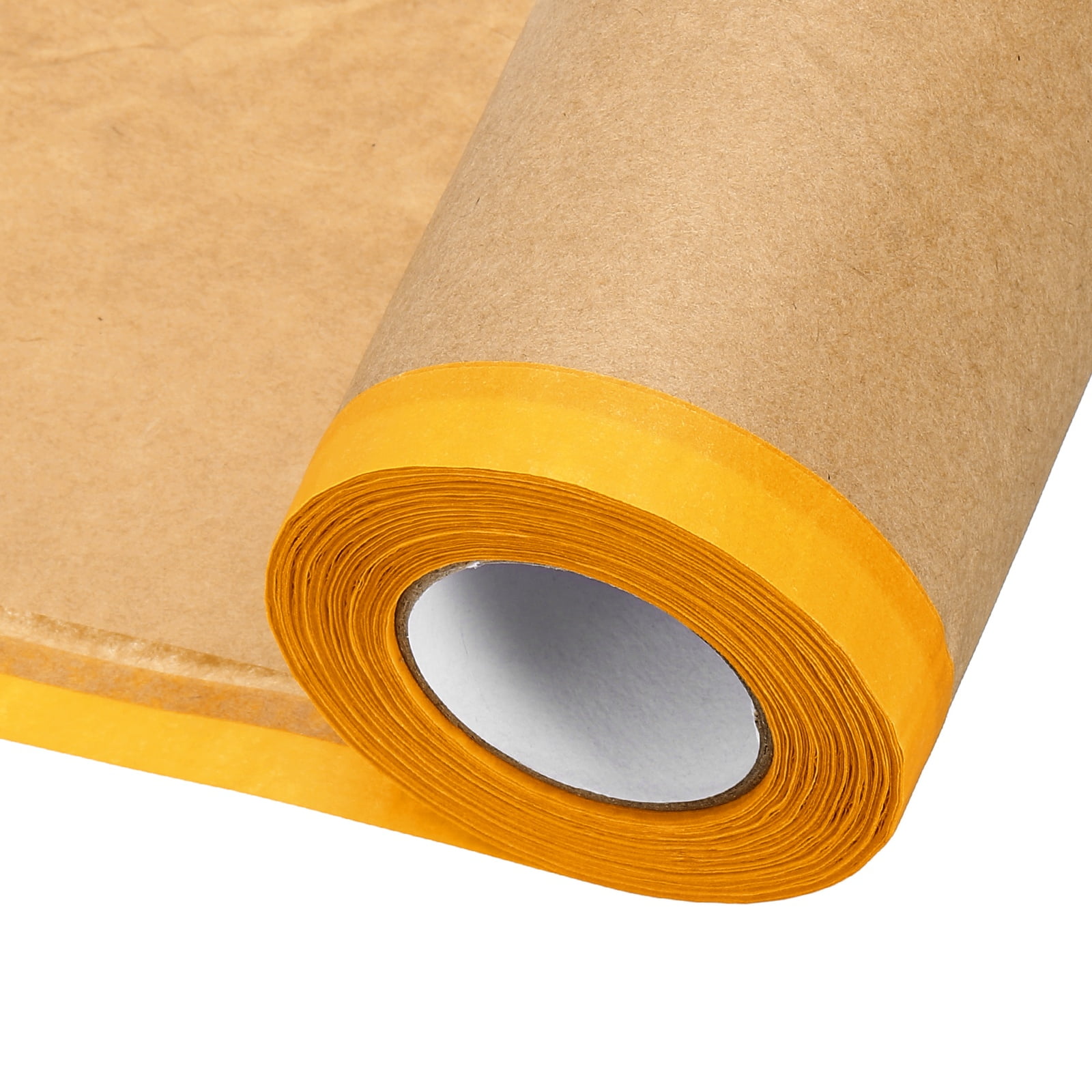 Uxcell 3pcs Pre-Taped Masking Paper, 8" x 49 ft Paint Adhesive Protective Paper Painter Tape and Drape for Masking Auto Body Covering Wall Skirting Frames, Yellow