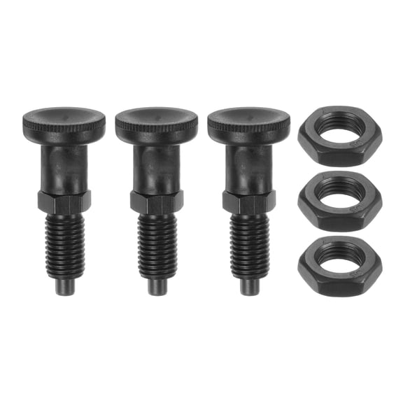 Uxcell 3pcs Push Fit Ball Nose Spring Plunger M12x1.5Thread 6mm Pin Dia.Black
