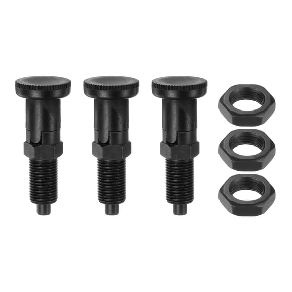 Uxcell 3pcs Push Fit Ball Nose Spring Plunger M16*1.5 Thread 8mm Pin Self Locking Black