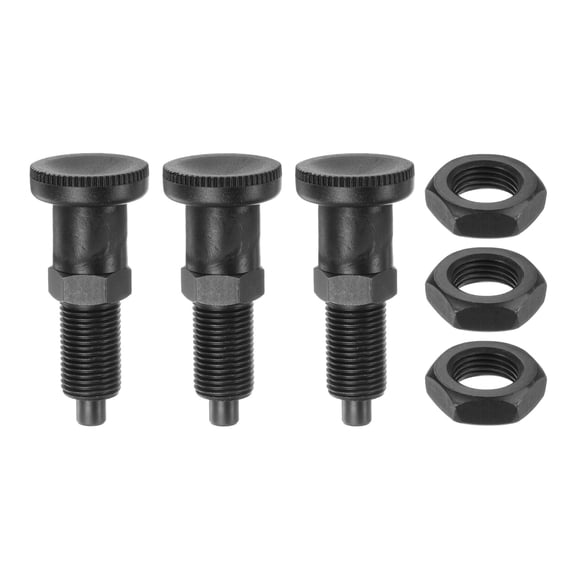 Uxcell 3pcs Push Fit Ball Nose Spring Plunger M16x1.5Thread 8mm Pin Dia.Black