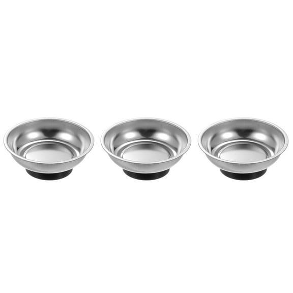 Uxcell 3pcs Round Magnetic Tray 3" x 1" Stainless Steel Magnet Tool Tray Parts Holder for Socket Screw Nuts Bolts