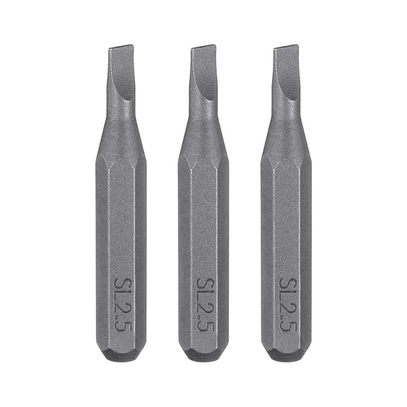 Uxcell 3pcs SL2.5 Slotted Screwdriver Bit 5/32" Hex Magnetic Flat Head S2 Steel