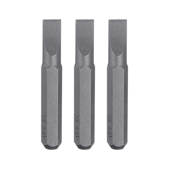 Uxcell 3pcs SL4.0 Slotted Screwdriver Bit 5/32" Hex Magnetic Flat Head S2 Steel