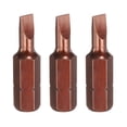 thumbnail image 1 of Uxcell 3pcs SL5 Magnetic Slotted Screwdriver Bit 5/16" Hex Shank 32mm Length S2, Red, 1 of 6