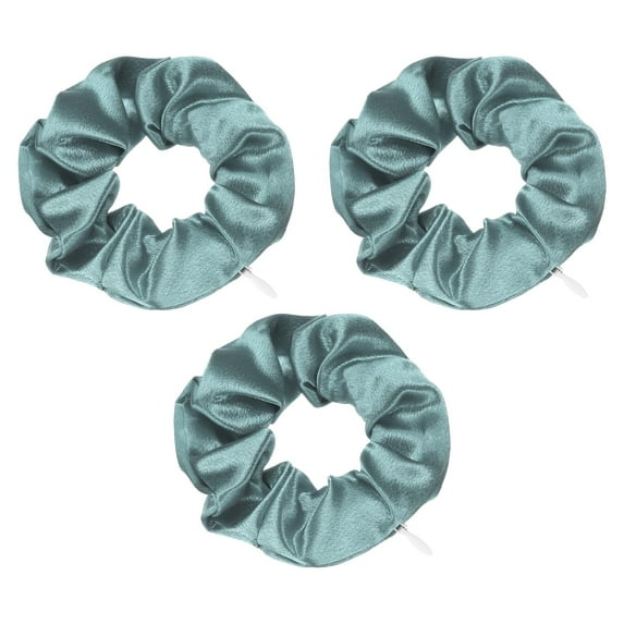 Uxcell 3pcs Scrunchies with Pocket Zipper (2 Inch) - Silk Satin Scrunchie Hair Ties & Elastic Hair Bands, for Girls Women Ponytail Accessories Holder Coins Keys, Dark Gray