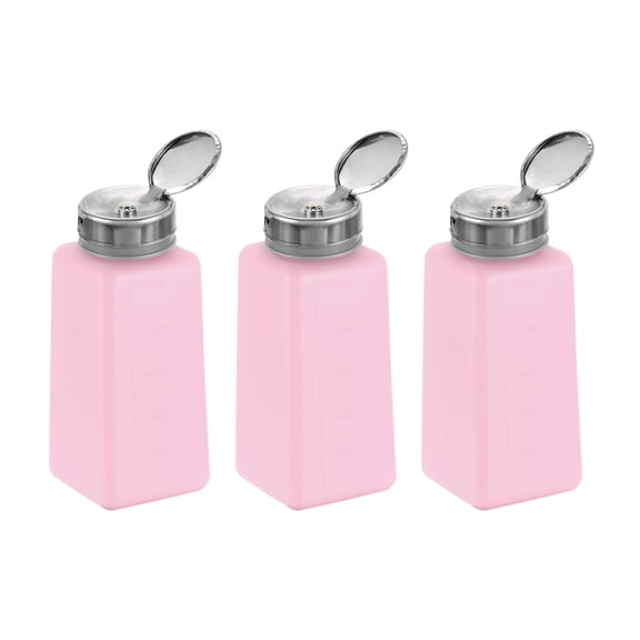Uxcell 3pcs Solvent Alcohol Dispenser 250ml(8.8oz) Nail Polish Remover Push Down Liquid Dispenser Pump Bottle, Red