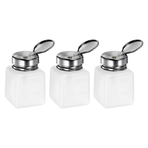 Uxcell 3pcs Solvent Alcohol Dispensers 120ml(4oz) Push Down Liquid Dispenser Pump with Stainless Steel Lid, White