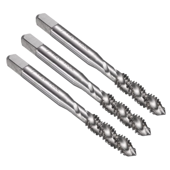 Uxcell 3pcs Spiral Flute Thread Taps 1/4-20 BSW H2 Machine Threading Tap Bit, Uncoated Screw Tapping Repair Tool, M35 Cobalt High-Speed Steel (M35 HSS-CO)