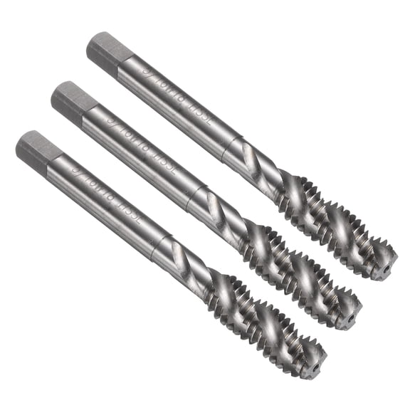 Uxcell 3pcs Spiral Flute Thread Taps 5/16-18 BSW H2 Machine Threading Tap Bit, Uncoated Screw Tapping Repair Tool, M35 Cobalt High-Speed Steel (M35 HSS-CO)