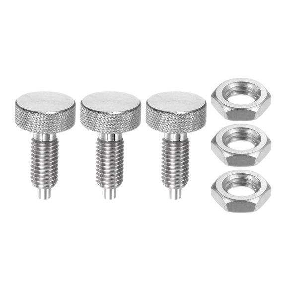 Uxcell 3pcs Spring Plunger M12x1.75 Thread Size Pin Dia.6mm Knurled Handle Lock Out Pin