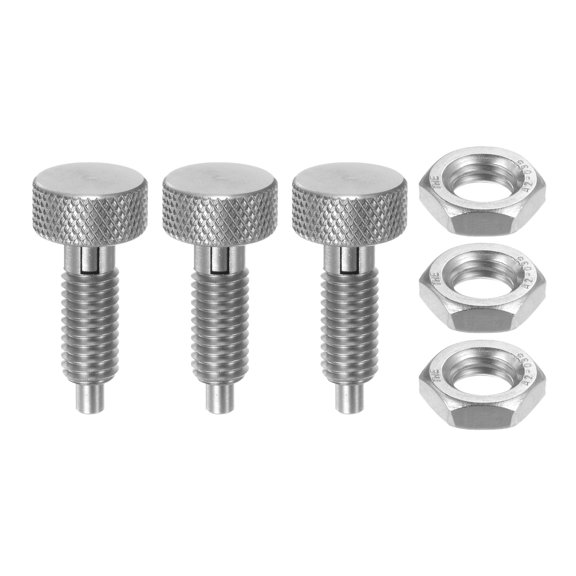Uxcell 3pcs Spring Plunger M8x1.25 Thread Size Pin Dia.4mm Knurled Handle Lock Out Pin